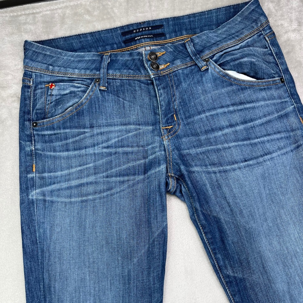 Hudson Beth Baby Bootcut Jeans Womens 29 Blue Solid Stretch Flap Pocket Denim